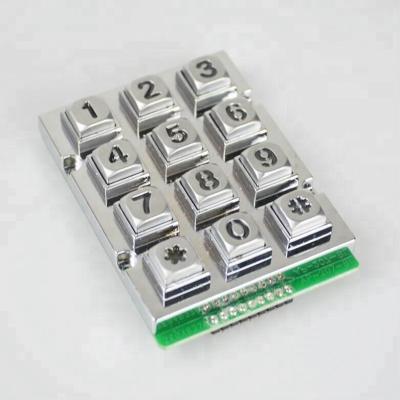 China 3x4 Telecommunication Equipment Keypad Zinc Alloy Metal Illuminated Numeric Keypad For Access Control for sale