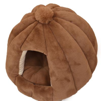 China Hot Selling Circular Stocked Deep Sleep Semi Closed Rabbit Velvet Pet Nest for sale