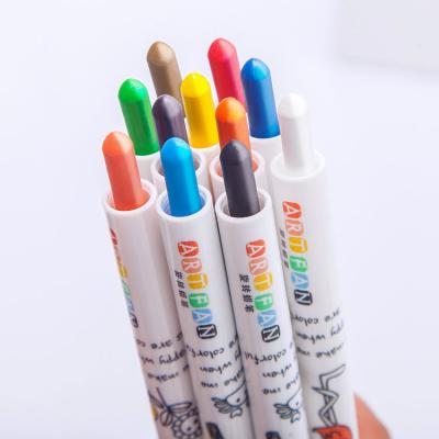 China Luminous Colors Twistable Non-Toxic Wax Crayon Set Wholesale 24 Color Oil Twist Pastel Pencil For Kids for sale