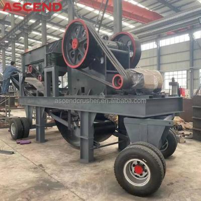 China Portable Type Gold Mining Trailer Diesel Engine 30 40 50 Ton Per Hour Plant Mobile Vibrating Screen Station Stone Crushing Machine for sale