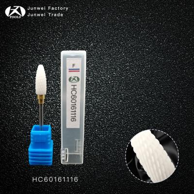 China No Clogging Bullet Shape-Cross Cut White Ceramic Nail Drill Bit&Zirconia Ceramic Burs-F (HC60161116) for sale