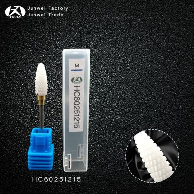 China No Clogging Bullet Shape-Spiral Cut White Ceramic Nail Drill Bit&Zirconia Ceramic Burs-F (HC60251215) for sale