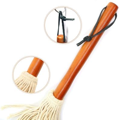 China 3PC Dustproof GRILL Brooms with Oak Wood Handle and Cotton Head for Grilling Roasting or Cleaning, Oil Brush, BBQ Tools, Easy to Clean for sale