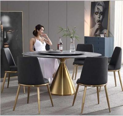 China (Other) adjustable multifunctional round dining table set 6-8 chairs for sale with sintered stone top for sale