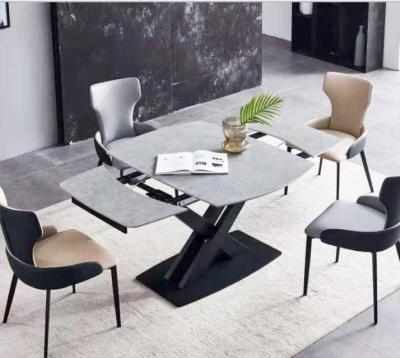 China Dining table chair black white gray color customization (the other) adjustable multifunctional dining table in agglomerate stone top for sale