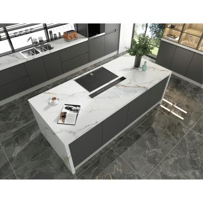 China OEM Industrial Kitchen Set Closed Top Calacatta Porcelained Quartz Granite Marble Stone Kitchen Island for sale