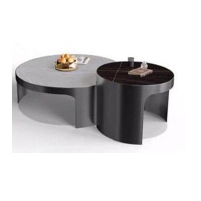 China Coffee table living room stainless steel furniture luxury round marble coffee table for sale