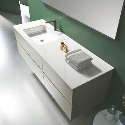 China Durable Hot Sale Spain Style Bathroom Vanity Bathroom Cabinet With Led Mirror And Sintered Stone Top OEM for sale