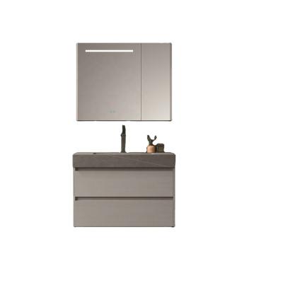 China Durable Bathroom Cabinet For Marble Wash Basin Bathroom Vanity With Led Mirror Smart Hotel for sale