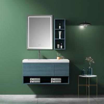 China Durable Hotel Vend America EURO Style Bathroom Vanity Bathroom Cabinet With Led Mirror for sale