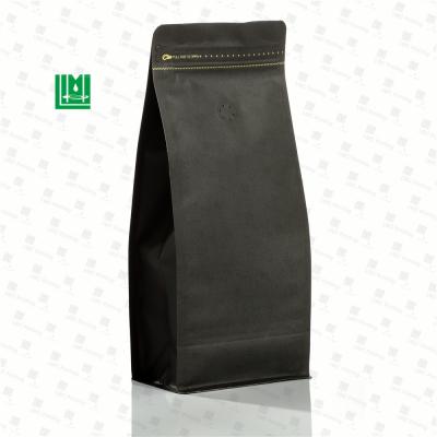 China 50g 1kg Recyclable Black Paper Sealed Kraft Stand Up Hemp Coffee Bag For Coffee Bean for sale