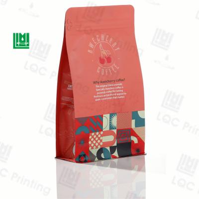 China Custom Packing Food Flat Bottom Side Gusset Kraft Paper Coffee Bean Bag Box Pouches Packaging With Valve for sale