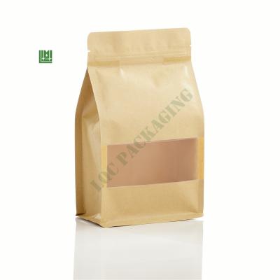 China Kraft Paper Moisture Proof Coffee Bag With Clear Valve Window For Coffee Tea Food Packaging for sale