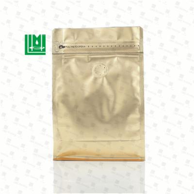 China Recyclable Flat Bottom Zipper Coffee Roasted Bag With Valve For 8 Side Seal Foil Packing for sale