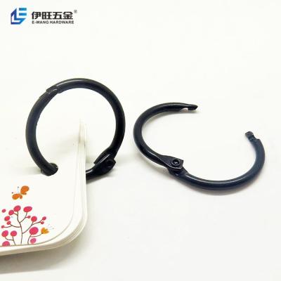 China YIWANG 1 Inch Black Metal Loose Leaf Book Binder Rings Index Card Rings for Notebook for sale