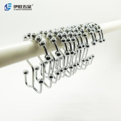 China YIWANG Wholesale 12 Pieces Per Set Iron Metal Shower Curtain Double Ring Hooks for sale