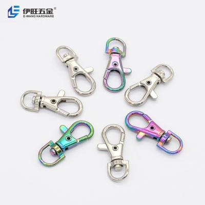 China YIWANG Wholesale Dog Buckle Rainbow Rose Gold Zinc Alloy Rotary Swivel Lobster Clasps Metal Snap Hooks for Bag Accessories for sale