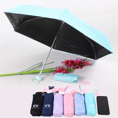 China Morden Luxury 5fold Small Mini Umbrella Cheap Pocket UV Umbrella Can Put Bag for sale