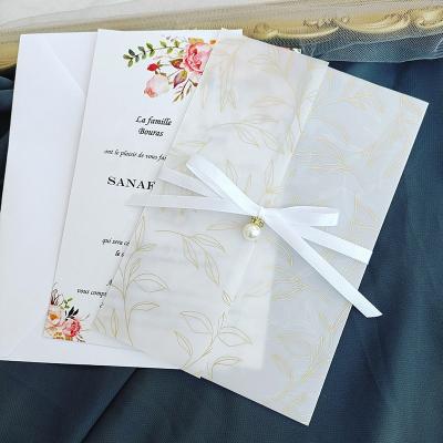 China Europe Gold Foil Vellum Paper Wedding Invitation Card Thank You Card Matching Envelope for sale