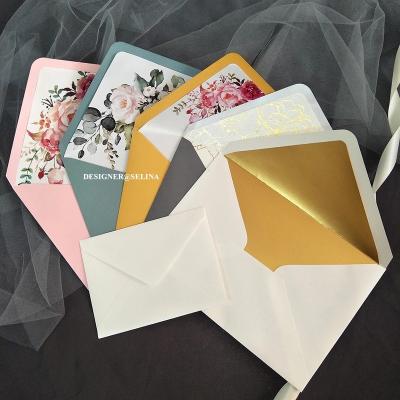 China A6 Flower Printing Iridescent Pearl Shiny Envelope With Printed Flower Line For Wedding Invitations Sparkly Pearlscent Envelope 4 Celebration for sale