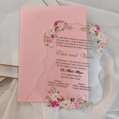 China Western Countries Hot Fashion Transparent Wedding Supplies Acrylic Card Invitation Wedding Pearl Envelope for sale