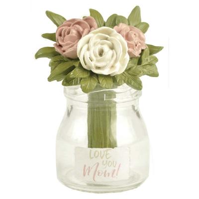 China 2020 Europe New Arrival Resin Flower In Glass Jar Decoration-LOVE YOU MOM for sale