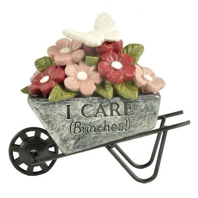 China Europe 2020 Polyresin Wholesale Decoration Flower Pot On Cart-I CARE for sale