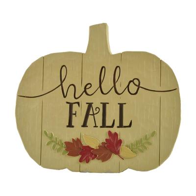 China Hot Sale Europe Plate Pumpkin HELLO FALL Easel w/black Perfect Choice for Autumn Gifts for sale