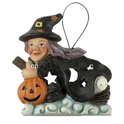 China New Design Halloween Decoration Resin Figure Witch Pumpkin Hanging Halloween Decoration For Halloween Gifts for sale