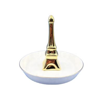 China Europe Jewelry Tray Eiffel Tower Ceramic Jewelry Fine Tray for sale