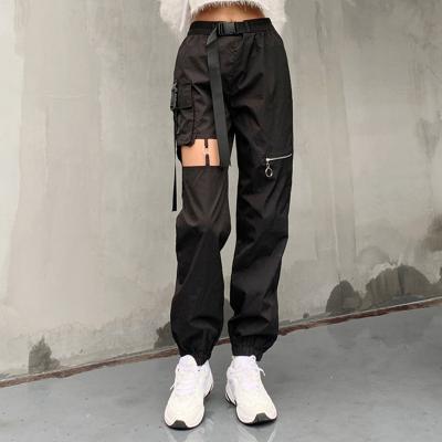 China 2022 new arrivals punk hip hop cargo winter hollow anti-pilling zipper pockets pants women plus size pants for sale