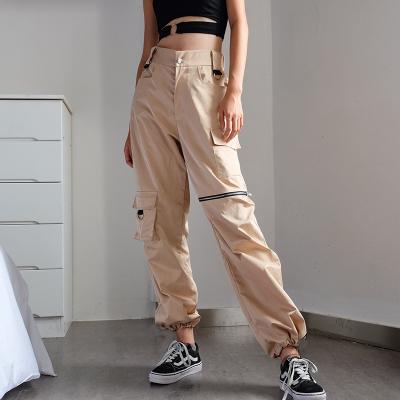 China Anti-pilling 2022 Wholesale Custom Autumn Winter Zipper Side Pockets Hip Hop Cargo Pants Plus Size Women Trousers for sale