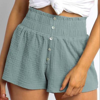 China Anti-Wrinkle 2022 Casual Button Top Decoration Summer Waist Vacation Board Shorts Plus Size Women's Hot Shorts for sale