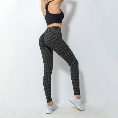 China New 2022 Houndstooth Endurance Abrasion Plaid Checkerboard Stretch High Waist Fitness Butt Lift Seamless Butt Crack! crack! yoga women's leggings for sale