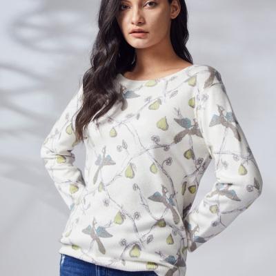 China 2021 Breathable Oversized Costom Print Knit Sweater For Women Long Sleeve Soft Pullover for sale