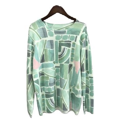 China 2021 Breathable Oversized Costom Print Knit Sweater For Women Long Sleeve for sale