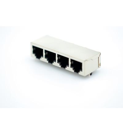 China PCB RJ45 Socket 1*4 59-8p8c Netwerk Left Female RJ45 Connector With Shield For Ethernet for sale