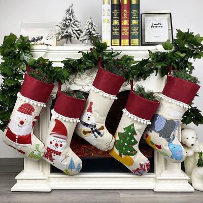 China Christmast Ornament Nan-Tchang Auyan Amazon Christmas Stocking Gift Bag White Sublimation Children Decoration Gifts Canvas Stocking for sale