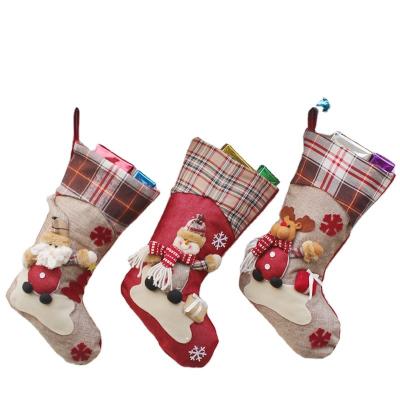 China Christmast Ornament Nan-Tchang Auyan New Year Presents Bag Santa Claus Snowman Christmas Stocking Gift for sale