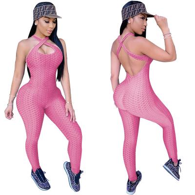 China Vintage style multi-color hot plus-size yoga workout pants backless jacquard jumpsuit for sale