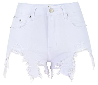 China Anti-wrinkle Nan-Tchang Auyan High Waist Slim Appearance Irregularly Washing Worn Out Denim Shorts for sale