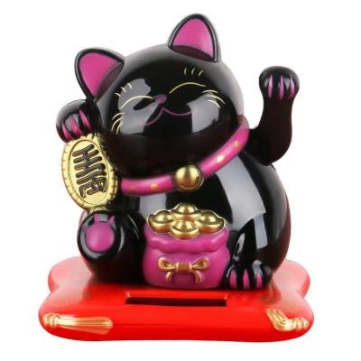 China Solar Powered Nekio Interior Ministry and Car Decor Maneki Pointing Lucky Money Cat for Interior Ministry and Car Decor for sale