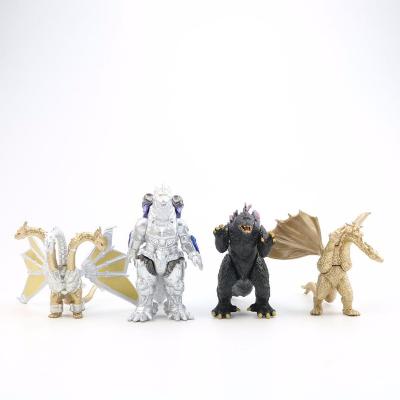 China Cartoon Toy 4pcs Godzilla Dinosaur Figures Movable Joint Playsets Toys Action Numbers Kids Gift for sale