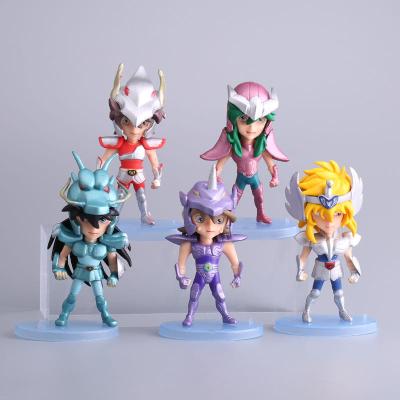 China Cartoon Toy Promotional Pack of 5 Pieces of Seiya Saint of PVC Action Number Toys Collectible Model with Bases for sale