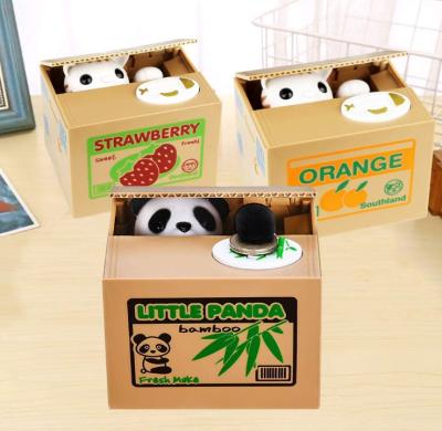 China Panda Cat Automatic Stealing Money Piggy Plastic Bank for Kids, Coin Saving, Creative Gift for sale