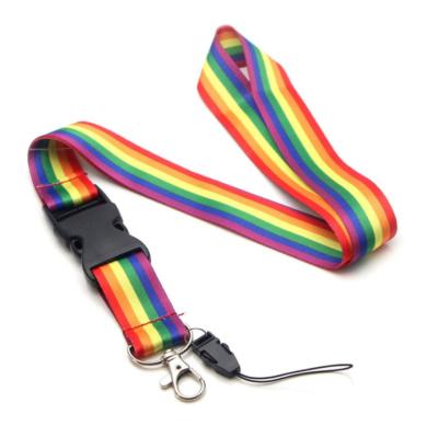 China Polyester Rainbow Cell Phone Straps Neck Lanyards With Quick Release Buckle For Keys ID Card Mobile Phone USB Holder Hang Rope Strap for sale