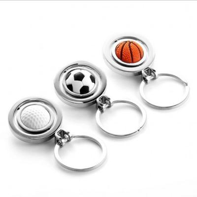 China Cute Rotating Key Chain Charm Pendants / Innovative Creative Metal Basketball Football Golf Bag for sale