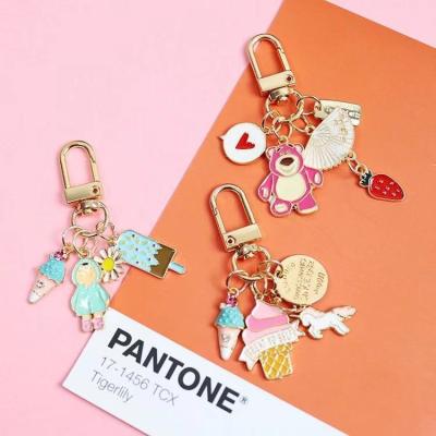 China Cute Matching Metal Purse Accessories Ice Cream Key Chain For Women Pink Bag Charms for sale