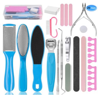 China Finger Nail+foot Care 20 Professionals in 1 Pedicure Tool Kit, Foot Care Kit Stainless Steel Foot Rasp Dead Foot Skin Remover Pedicure Tool for sale