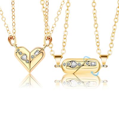 China New CLASSIC Trendy Friendship Set Turning BFF Matching Best Friends For Heart 2 Pendant Necklace for sale